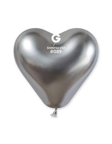 GLOBO SHINY HEART SILVER   CRB12- 089   25 UNIDADES  12" 30CM