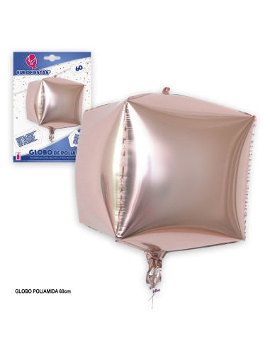 Globo 4D Cuadrado Oro Rosa 60cm