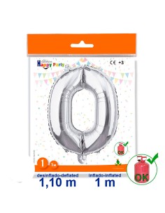 Globo Número 0 plata 1m
