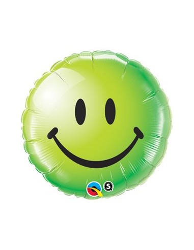 Globo Cara sonriente verde 18"/46cm