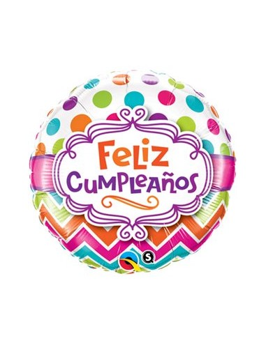 Globo Feliz Cumpleaños lunares 18"/46cm