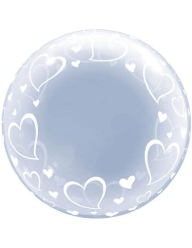 Globo Deco Bubble corazones 22"