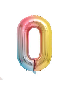 Globo número 0 arcoiris 40"/1m