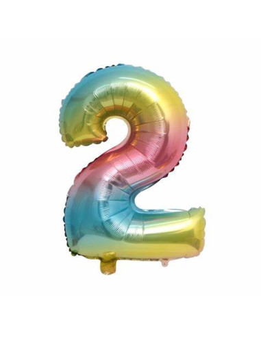 Globo número 2 arcoiris 40"/1m
