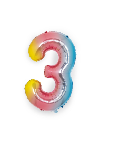 Globo número 3 arcoiris 40"/1m