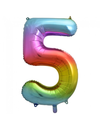 Globo número 5 arcoiris 40"/1m