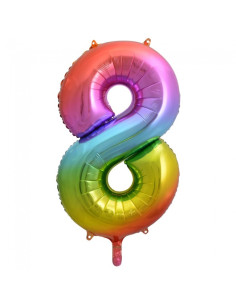 Globo número 8 arcoiris 40"/1m