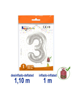 Globo Número 3 plata 1m