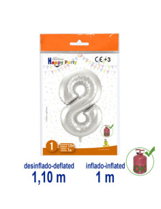 Globo Número 8 plata 1m