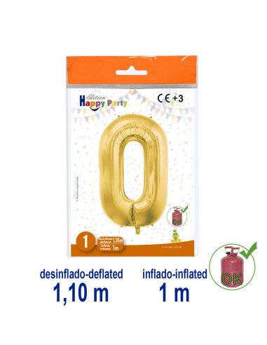 Globo Número 0 oro 1m