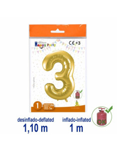 Globo Número 3 oro 1m