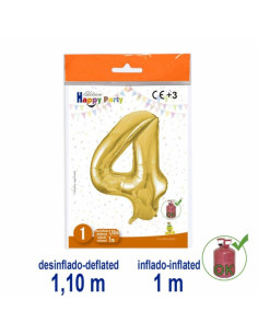 Globo Número 4 oro 1m