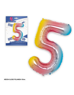 Globo número 5 multicolor 1m