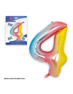 Globo número 4 multicolor 1m