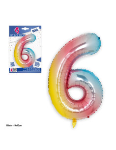 Globo número 6 multicolor 1m