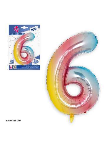 Globo número 6 multicolor 1m