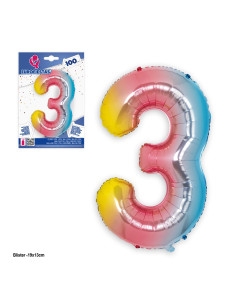 Globo número 3 multicolor...