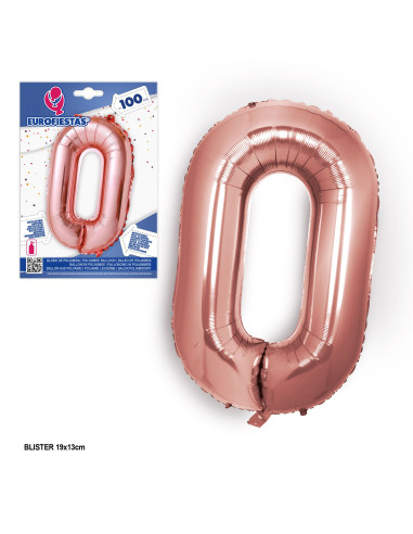 Globo número 0 rose gold 1m