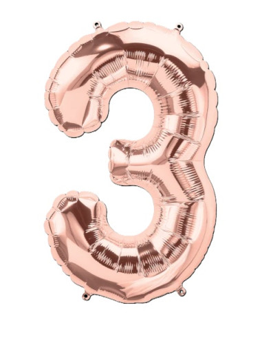 Globo número 3 rose gold metro