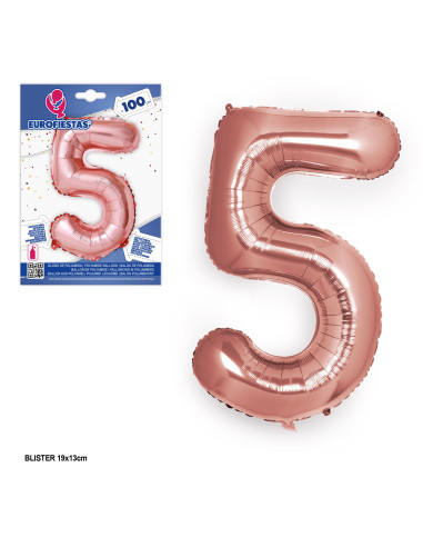 Globo número 5 rose gold 1m