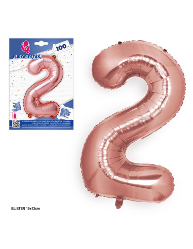 Globo número 2 rose gold 1m