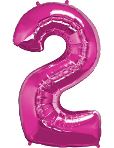 Globo número 2 fucsia grande