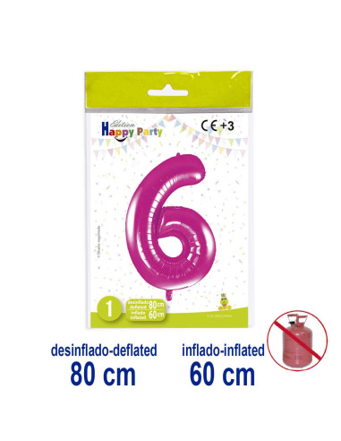 Globo Número 6 Fucsia 60cm