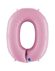 Globo número 0 pink pastel...